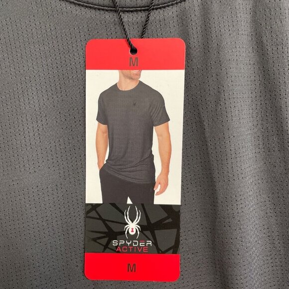 NEW Spyder Active Men's M Gray Short Sleeve Athletic Shirt Polyester/Spandex - Picture 6 of 8